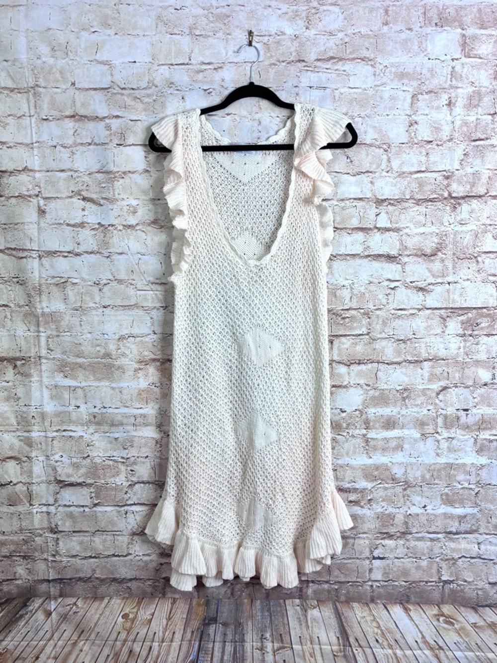 Free People Mykonos Crochet Mini Dress in Moonglow Size Large - Picture 4 of 7